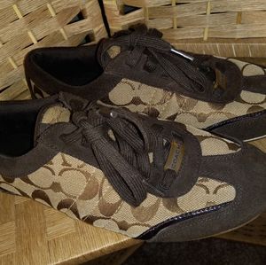 Coach Dillon Brown Signature Jacquard Shoes Sz 8 1/2 M